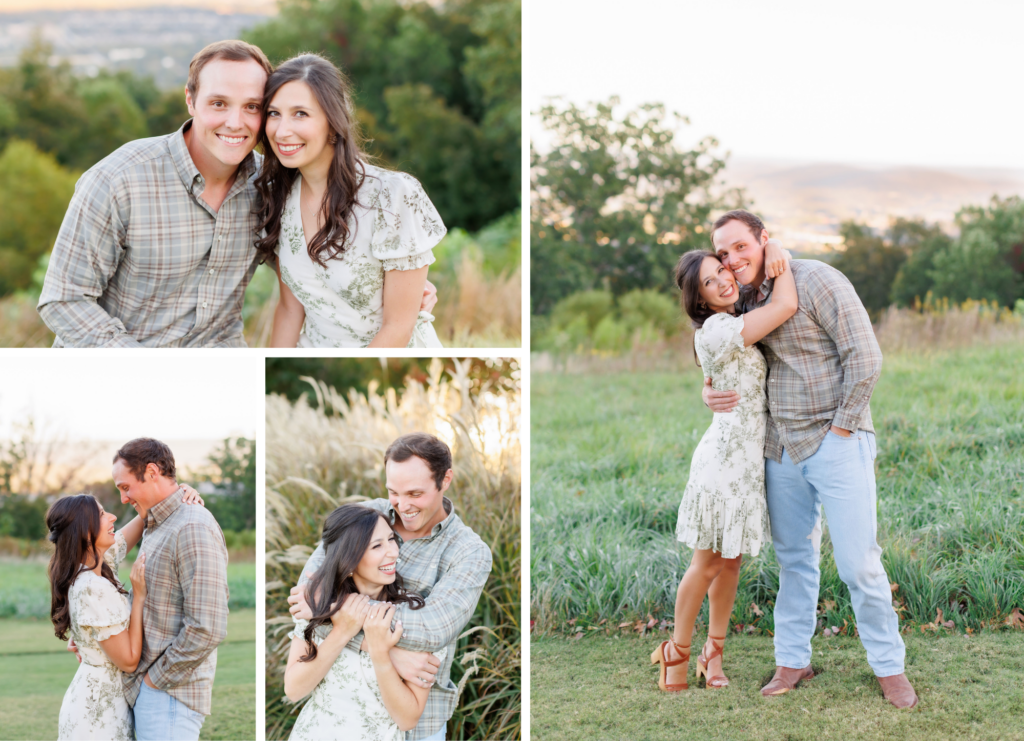 a collage of four engagement photos of the couple